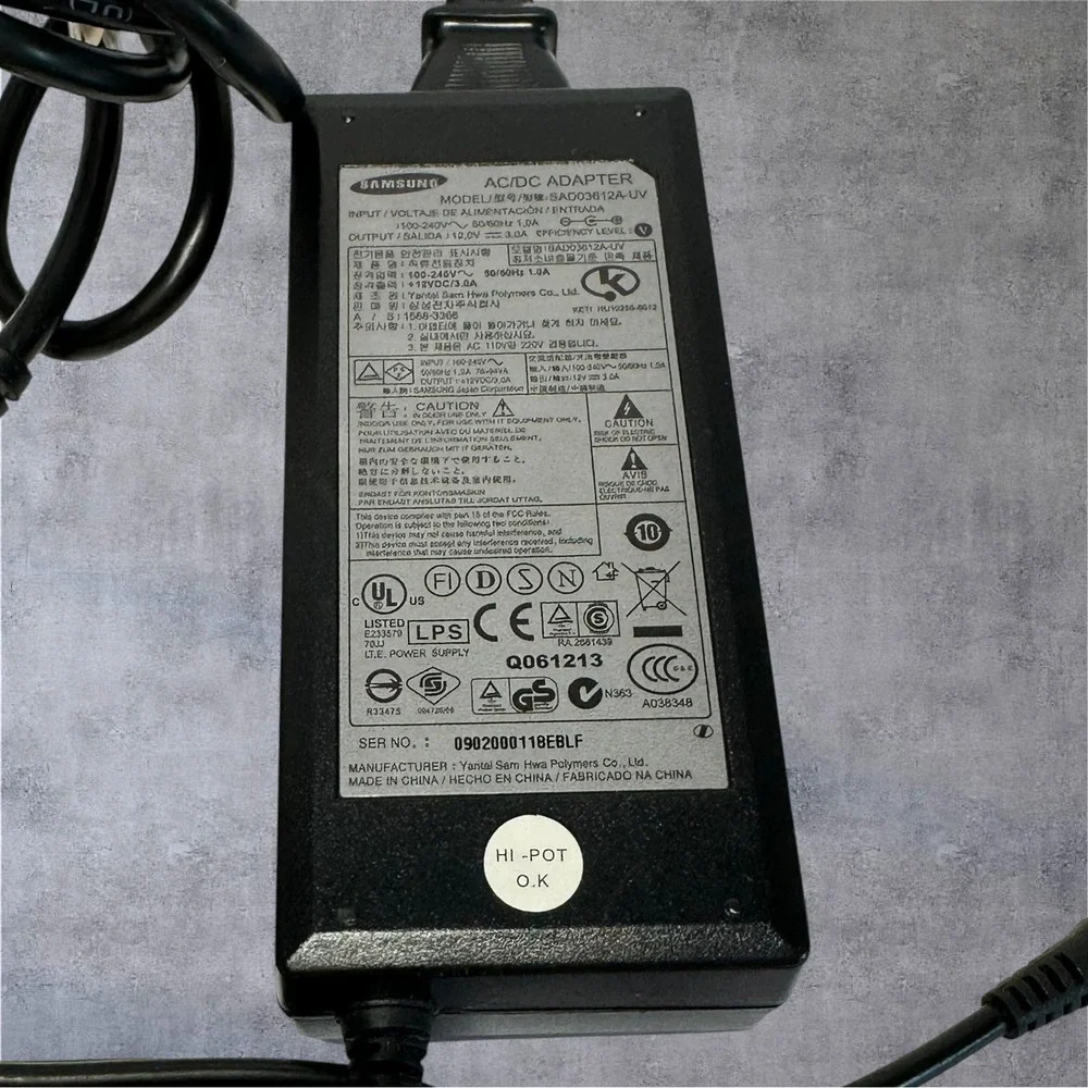 Samsung AC DC Adapter SAD03612A-UV 12V 3A Power Supply Tested OEM